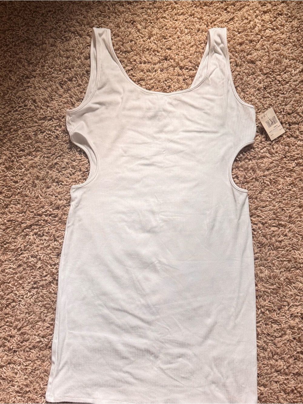 Bodycon White Ribbed Cutout Tank Dress